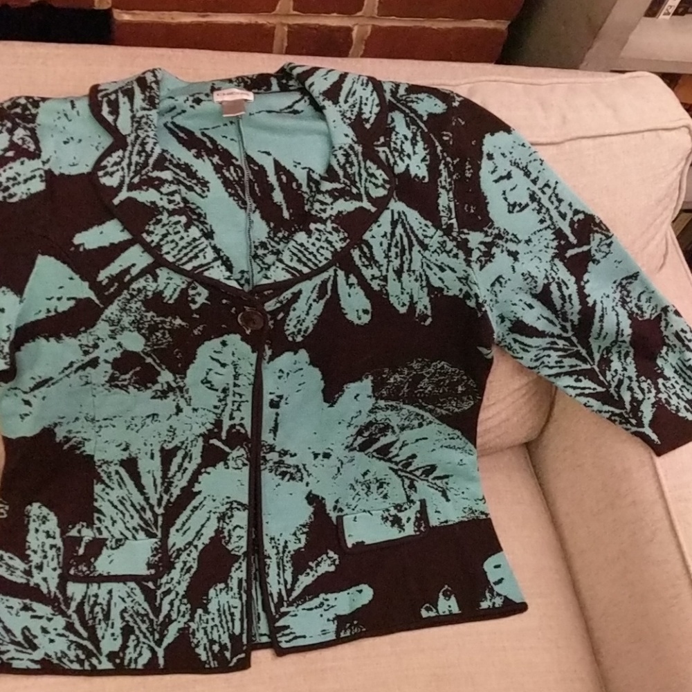 Chico's blue/black jacket size XL/3, 3/4 sleeve